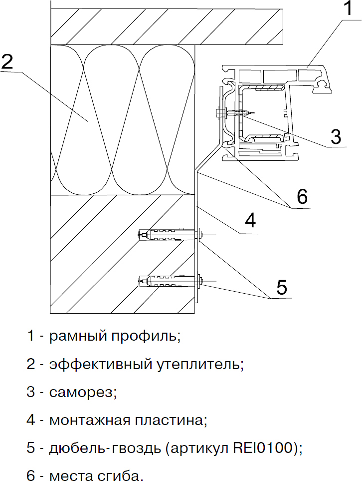 Крепление окна из ПВХ с использованием анкерных пластин